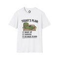 Funny Dino T‑Shirt — "Today's Plan: Wake Up, Survive, Go Back to Bed"